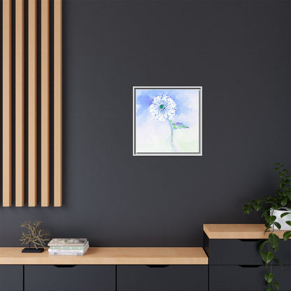 Zinnia Color Splash Matte Canvas Soft Blue Framed