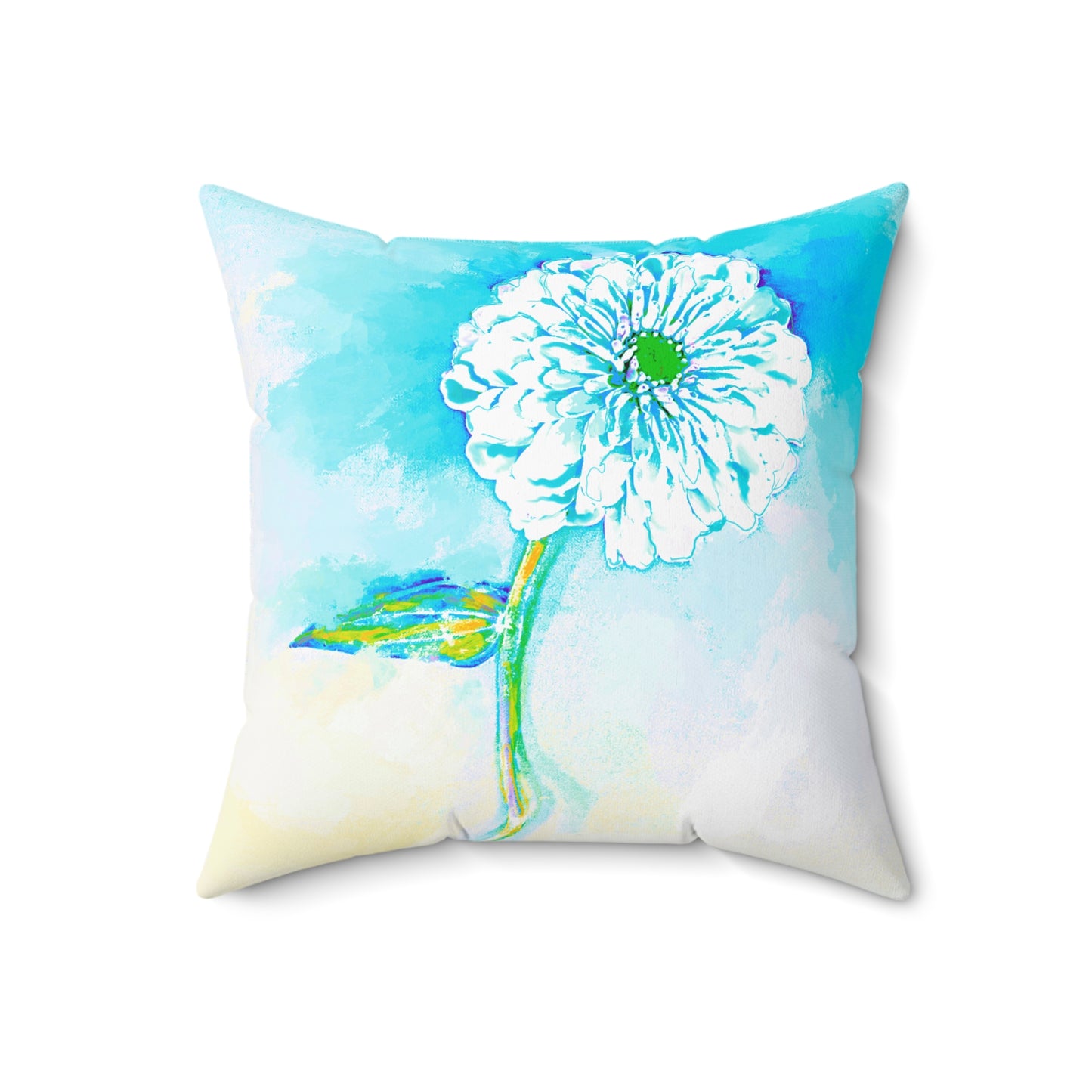 Zinnia Quiet Reflection Spun Polyester Square Pillow in Blue "Blessed be the name of the Lord"