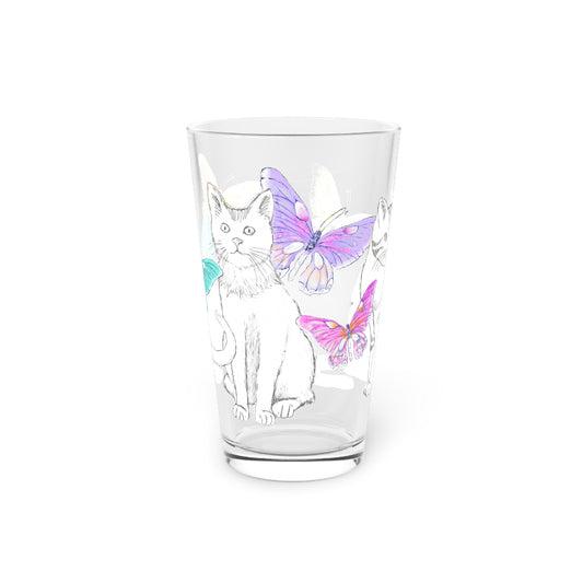 Kitty Flutter Pint Glass 16oz