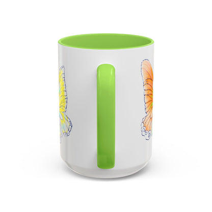 Butterfly Swing, Green Inside Colorful Mugs, Main Butterfly Orange  (11oz, 15oz)