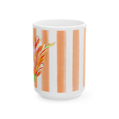 Dancing Tulips Mug Peach Orange