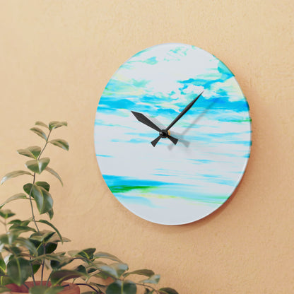 Joyful Landscapes  Wall Clock, Aqua Skies