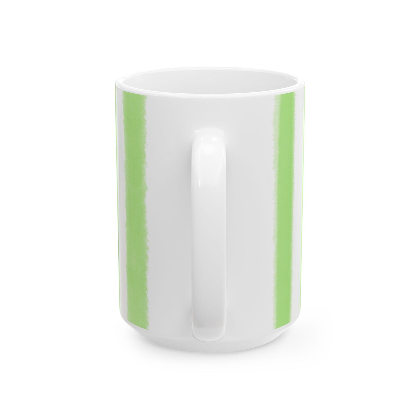 Watercolor Stripes Ceramic Mug in Light Green, 11oz
