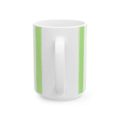 Watercolor Stripes Ceramic Mug in Light Green, 11oz