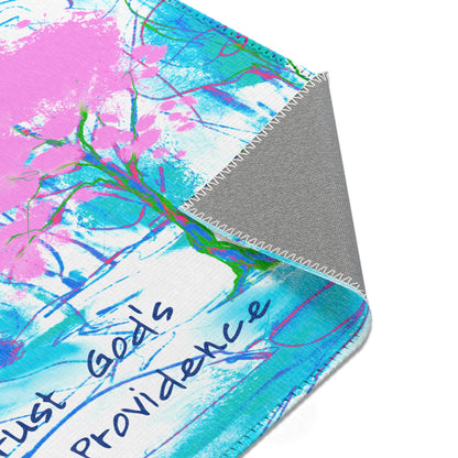 Inspirational Landscapes "Trust God's Providence" Indoor Area Rug in Pink and Blue, (one size 36" x 24")