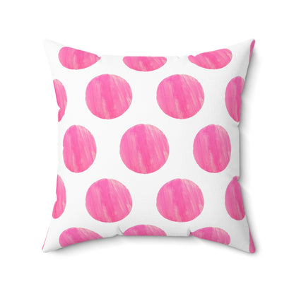 Polka Dot Palette Polyester Square Pillow Raspberry