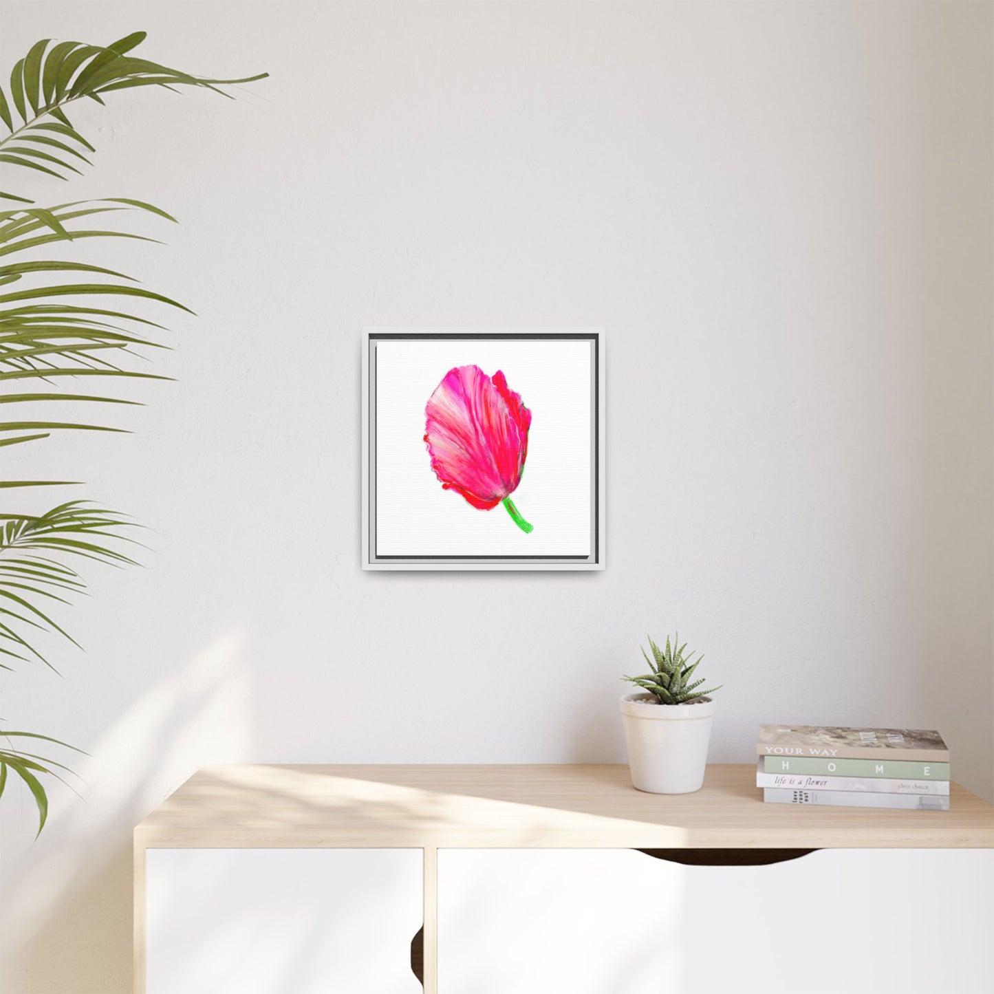 Dancing Tulips Matte Canvas, Framed (Multi-color) Raspberry Red