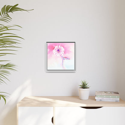 Zinnia Color Splash Matte Canvas Light Pink Framed