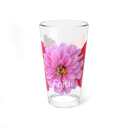 Zinnia Pint Glass "By Faith Alone"