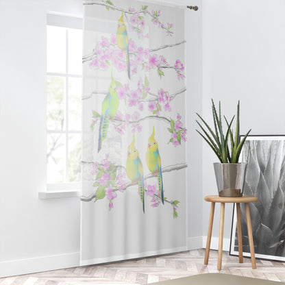 Window Treatments Sheer Curtain A Cherry Blossoms & Jolly Birds