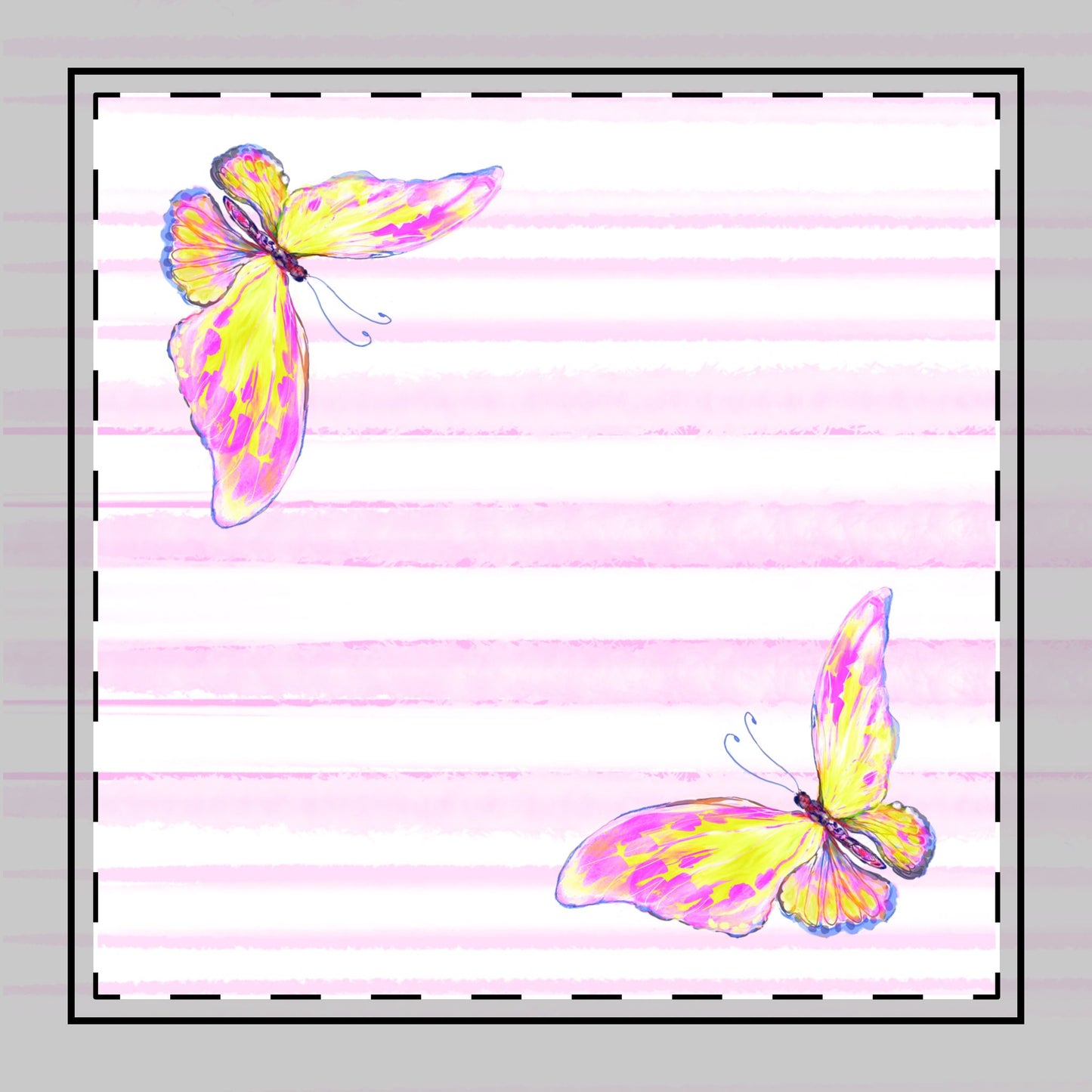 Butterfly Blossom Whirl Poly Twill Napkin, Yellow/Pink, Fabric Background Bright White, #3