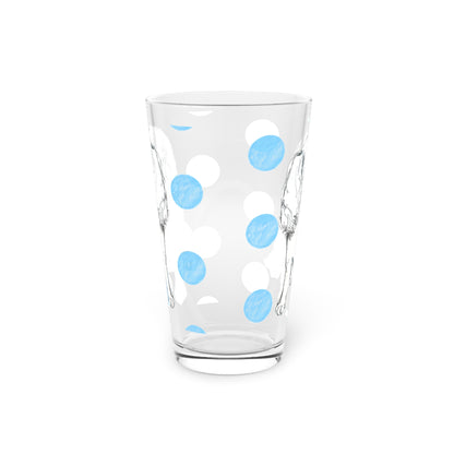 Dogi Fun and Polka Dots Pint Glass in Aqua, Cocker Spaniel, 16oz