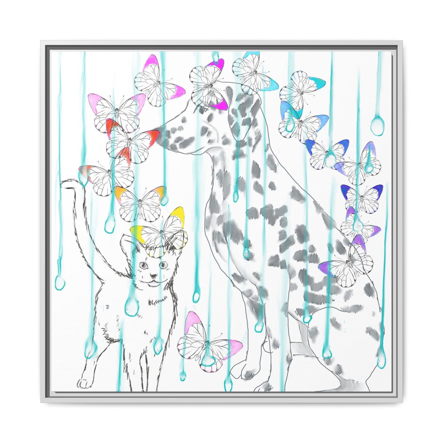 Butterfly Chroma Rain and Shine Matte Canvas, Framed (White)