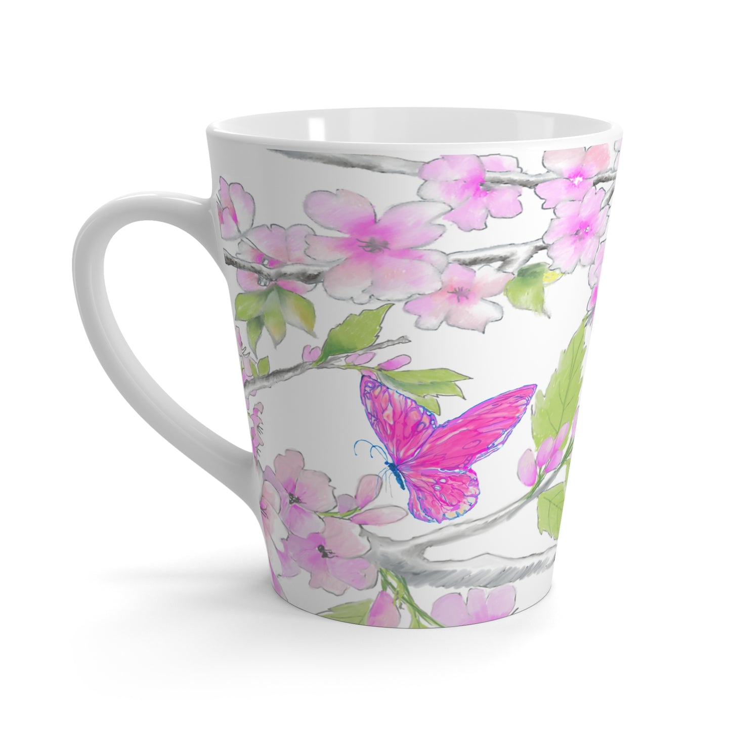 Butterfly Swing Latte Mug Orange, Pink