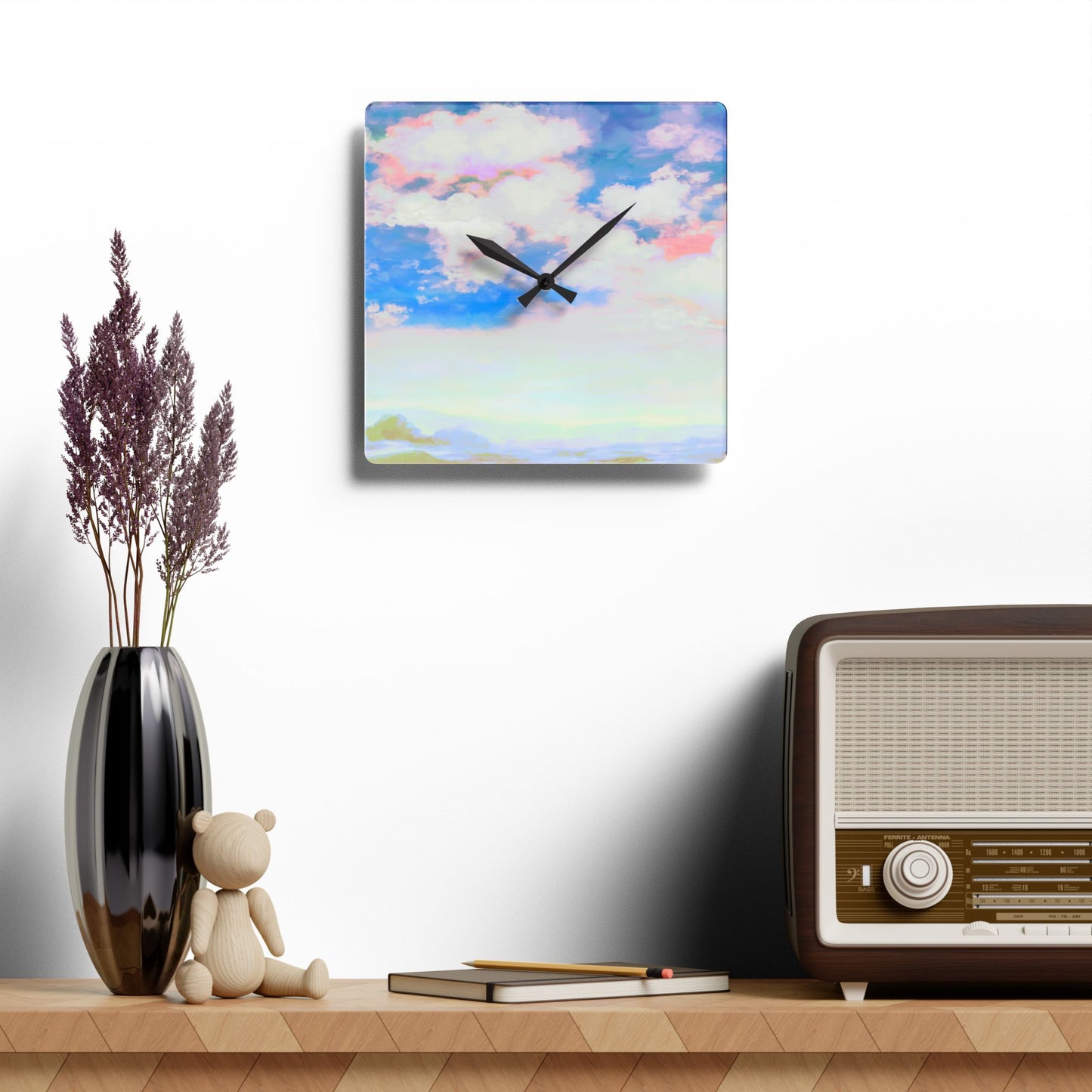 Joyful Landscapes  Wall Clock, Blue Skies