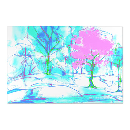 Inspirational Landscapes Indoor Rug, 'Your aim matters", Aqua and Purple