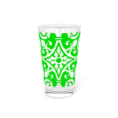 Scrollwork Pint Glass Green