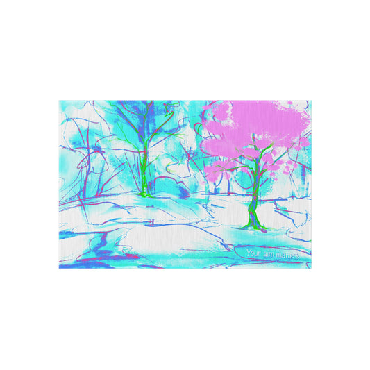 Inspirational Landscapes "Your aim matters" Indoor/Outdoor Area Rug in Blue, Aqua, and Lilac