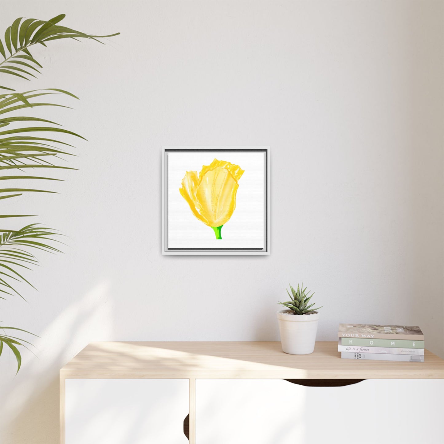Dancing Tulips Matte Canvas, Framed Yellow