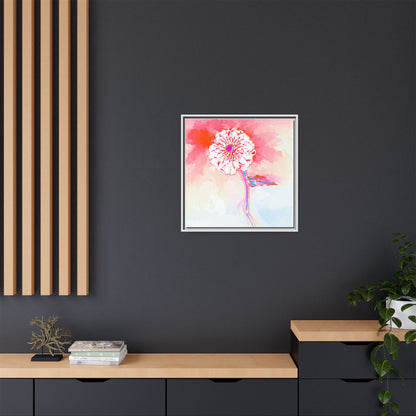 Zinnia Color Splash Matte Canvas Light Red Framed