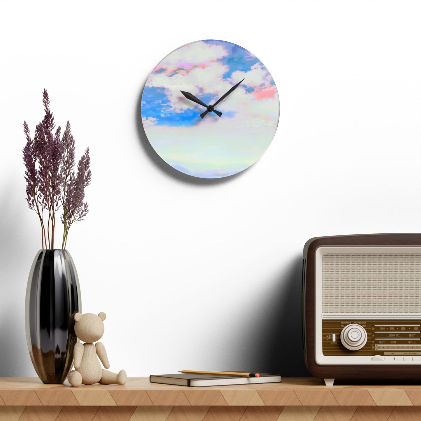 Joyful Landscapes  Wall Clock, Blue Skies