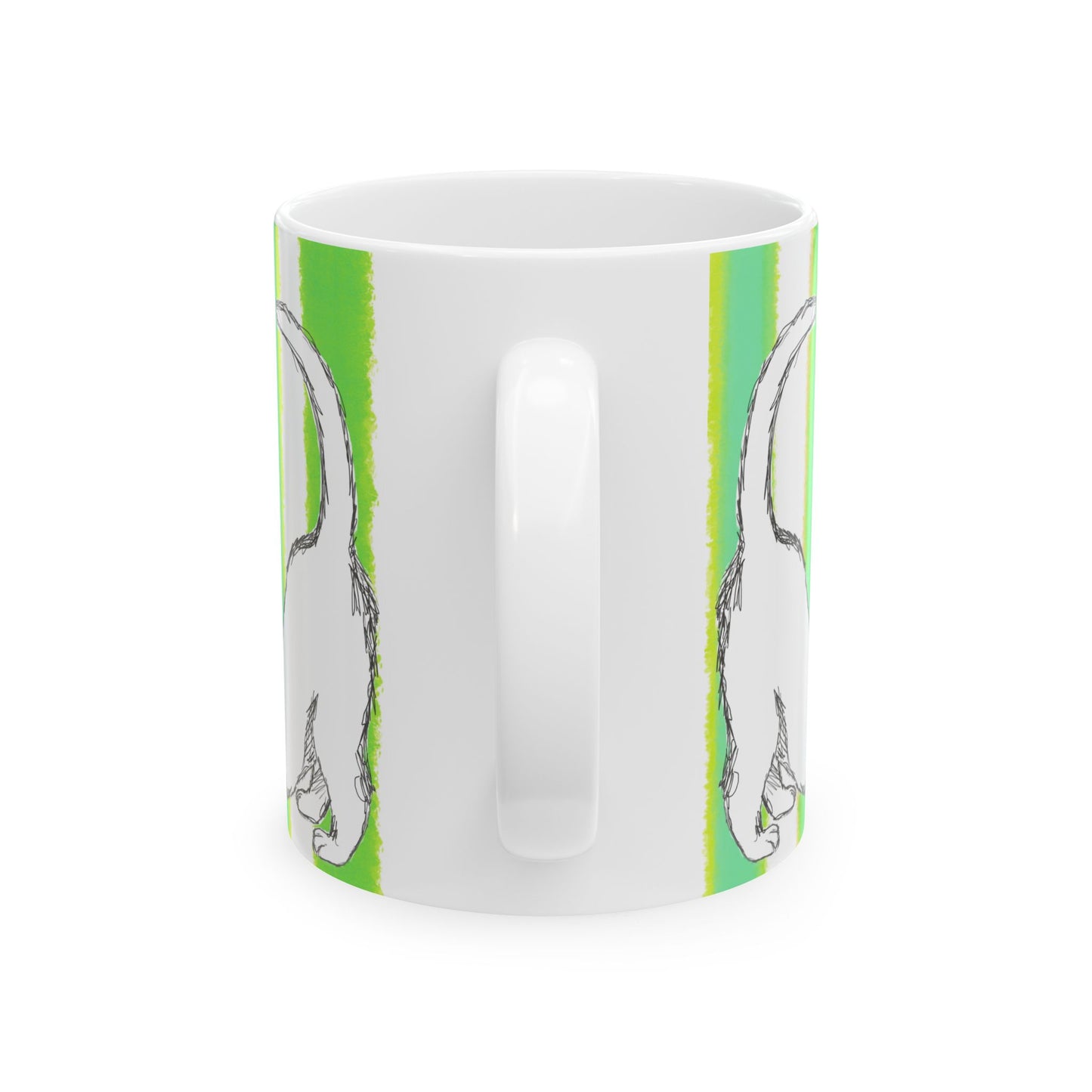 Kitty Fun Mug with Dark Green Stripes
