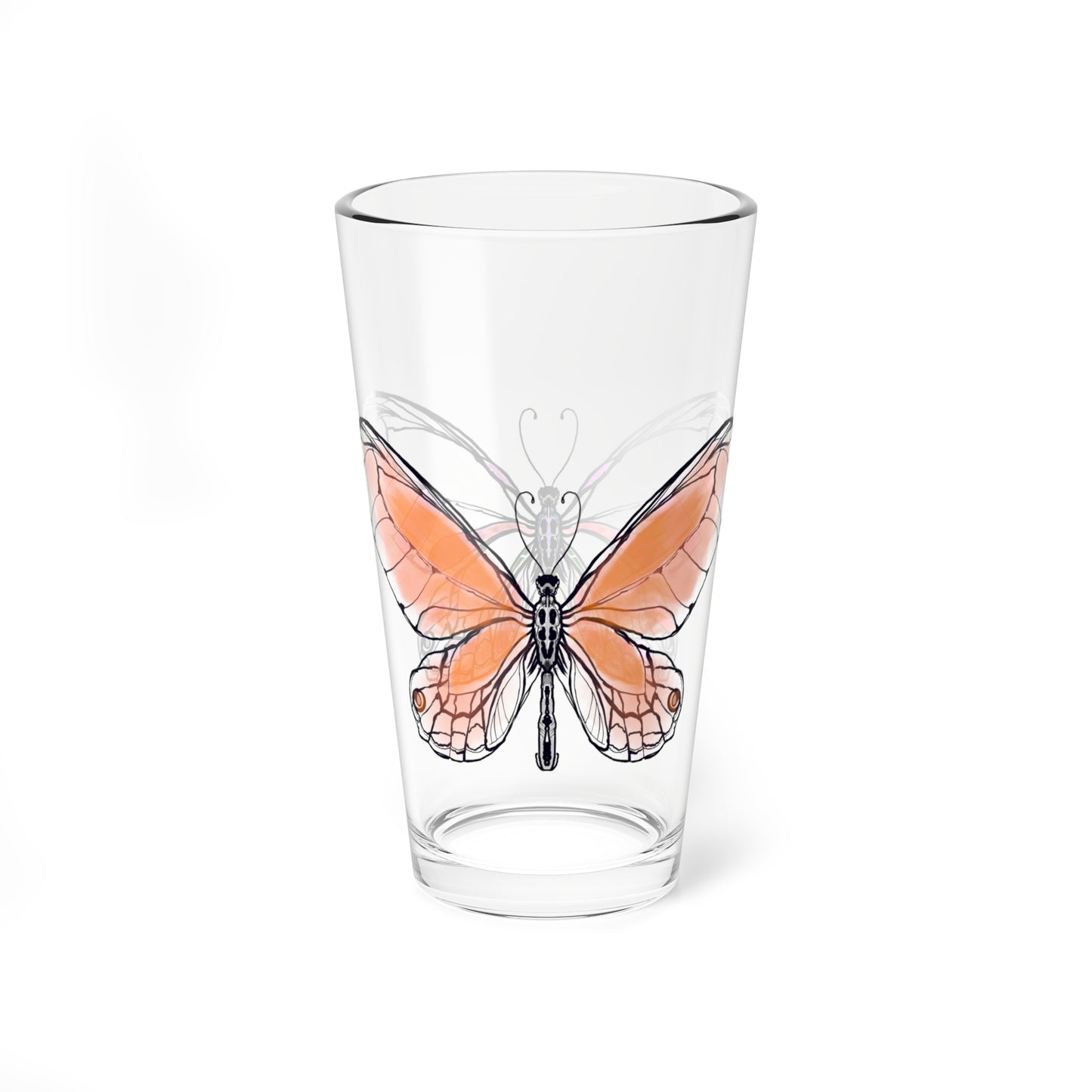 Mixing Glass, 16oz Butterfly Colorful Watercolor