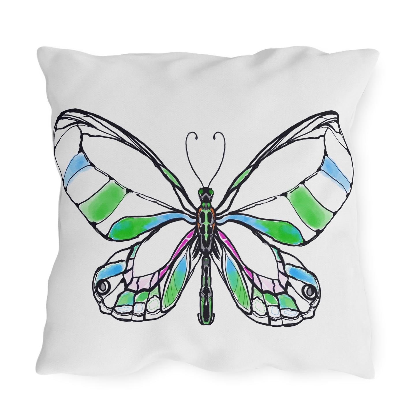 Outdoor Pillows Lulu Butterflies Aqua