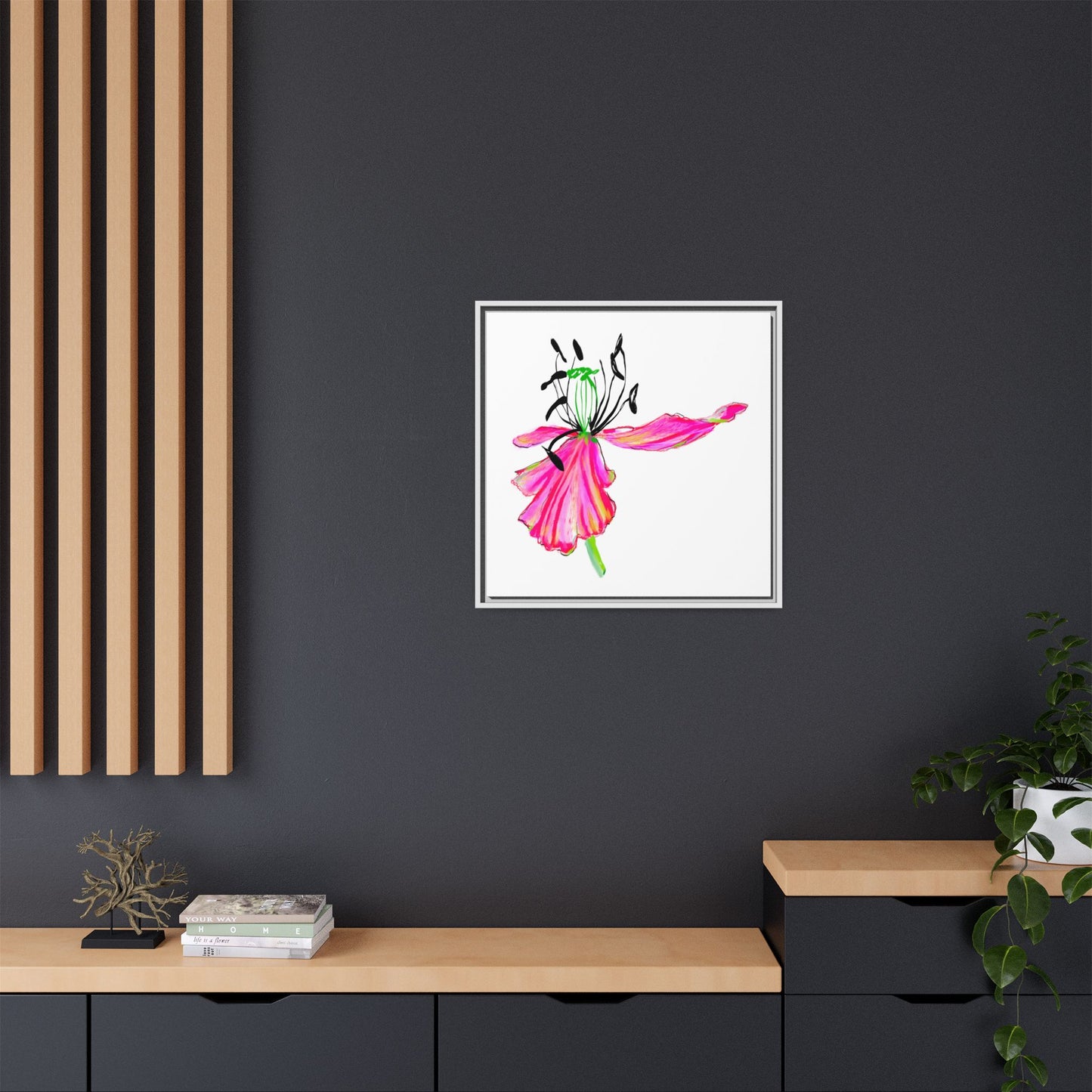 Dancing Tulips Matte Canvas, Framed (Multi-color) Raspberry