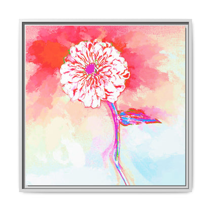 Zinnia Color Splash Matte Canvas Red Framed