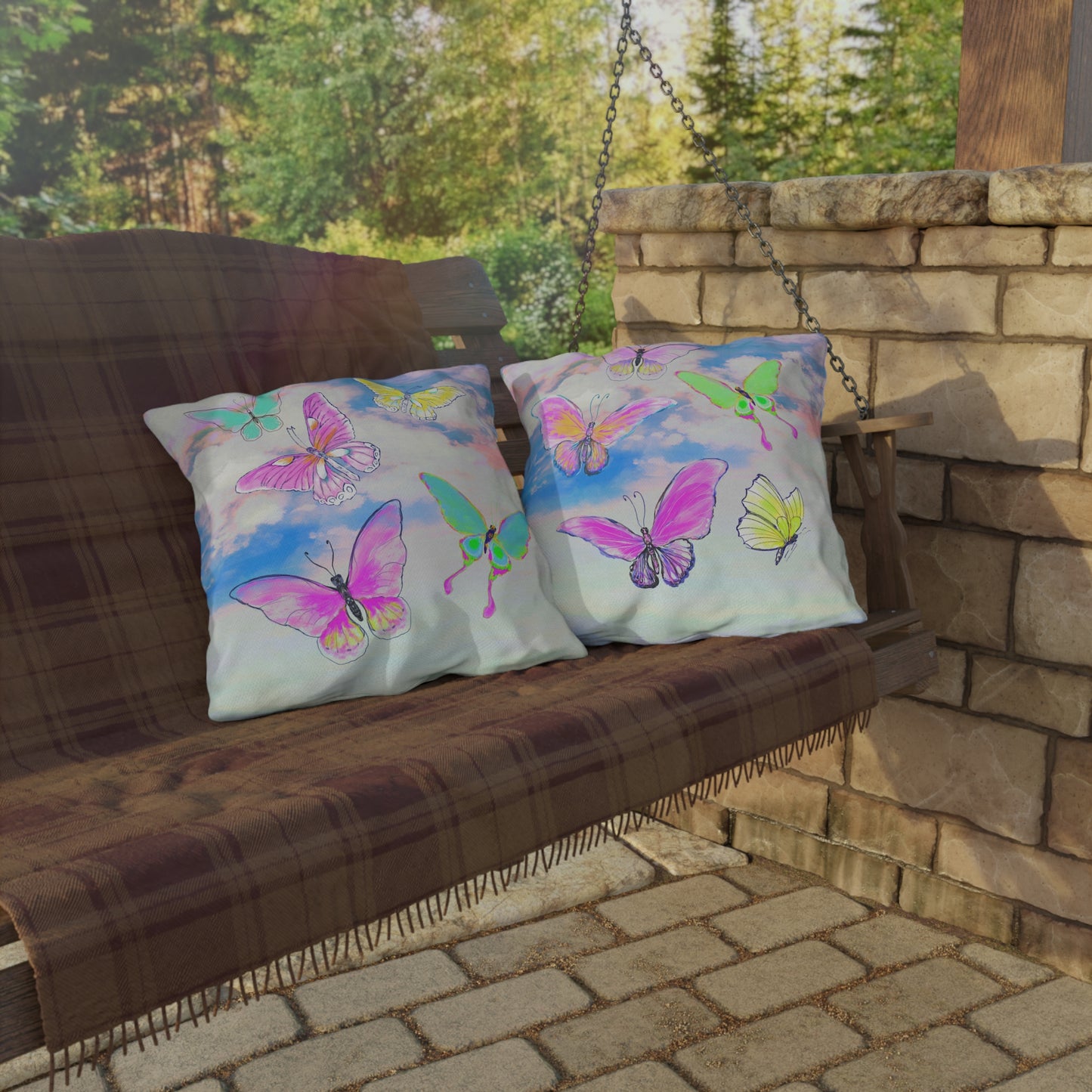 Outdoor Pillows Fluttering Butterflies D