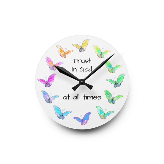 Blossom Glide Acrylic Wall Clock Trust God at all times