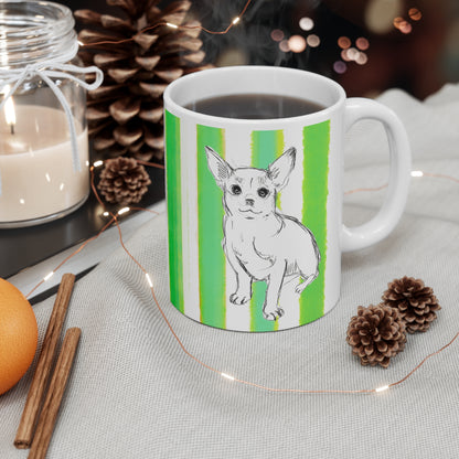 Dogi Fun Ceramic Mug in Dark Green Chihuahuas