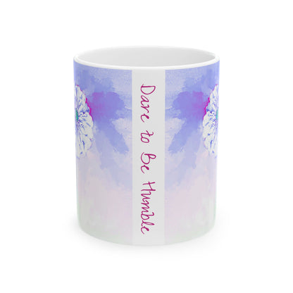 Zinnia Color Splash Mug Periwinkle “Dare to Be Humble”