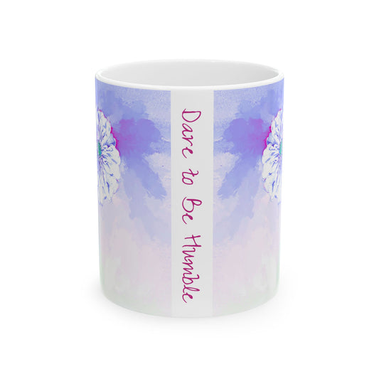Zinnia Color Splash Mug Periwinkle “Dare to Be Humble”