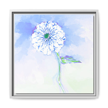 Zinnia Color Splash Matte Canvas Soft Blue Framed