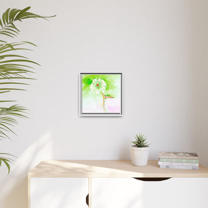 Zinnia Color Splash Matte Canvas Yellow Green Framed