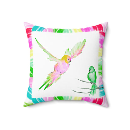 Mega Dot Polyester Square Pillow Birds
