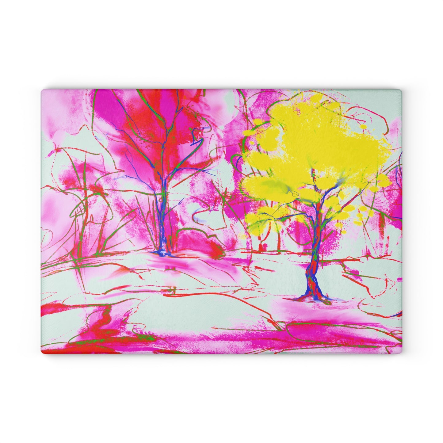Glass Cutting Board Watercolor Landscape