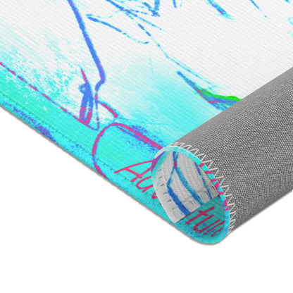 Inspirational Landscapes Indoor/Outdoor Area Rug, "Adventure Is Best",  Blue, Aqua, and Lilac