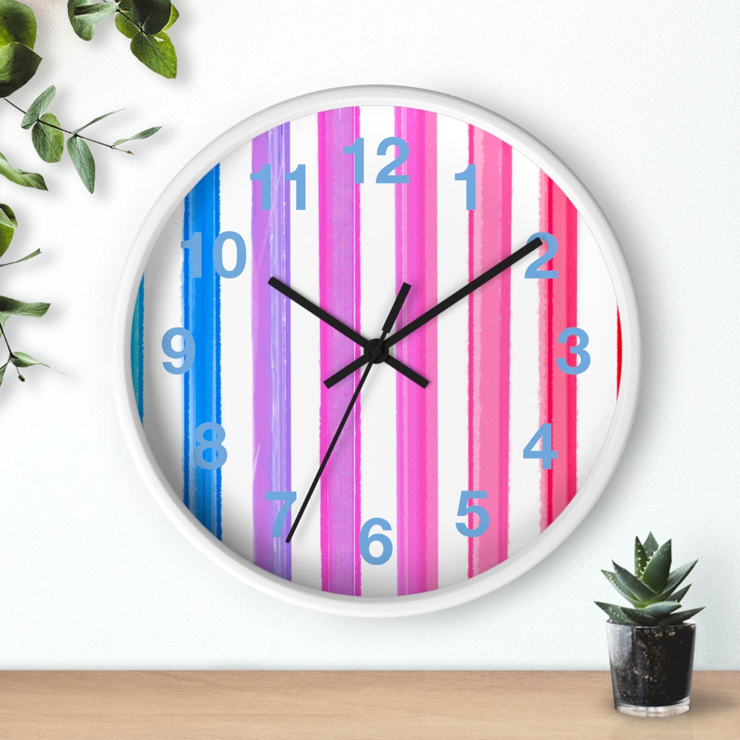 Kitchen & Dining, Office Watercolor Stripes Wall Clock
