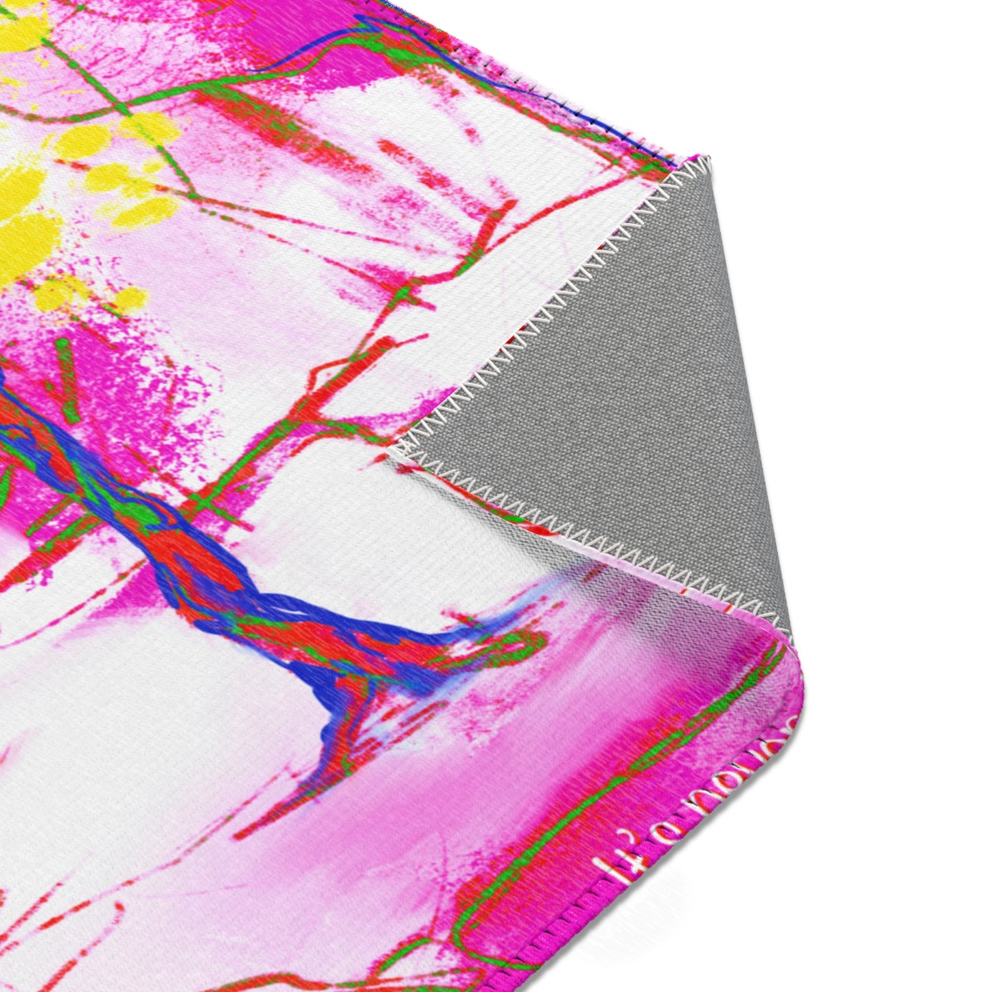 Inspirational Landscapes Indoor Rug in Red, "It's never too late" Pink, and Yellow