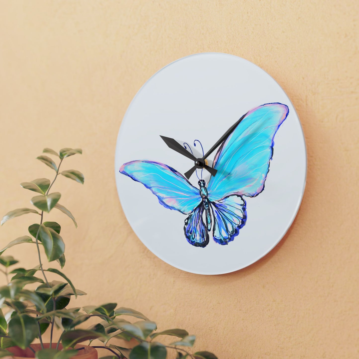 Blossom Glide Acrylic Clock Blue
