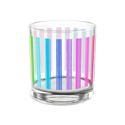 Rainbow Stripes Rocks Glass, 10oz