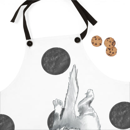 Kitty Fun, Apron, Black Polka Dots