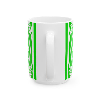 Scrollwork Ceramic Mug Green