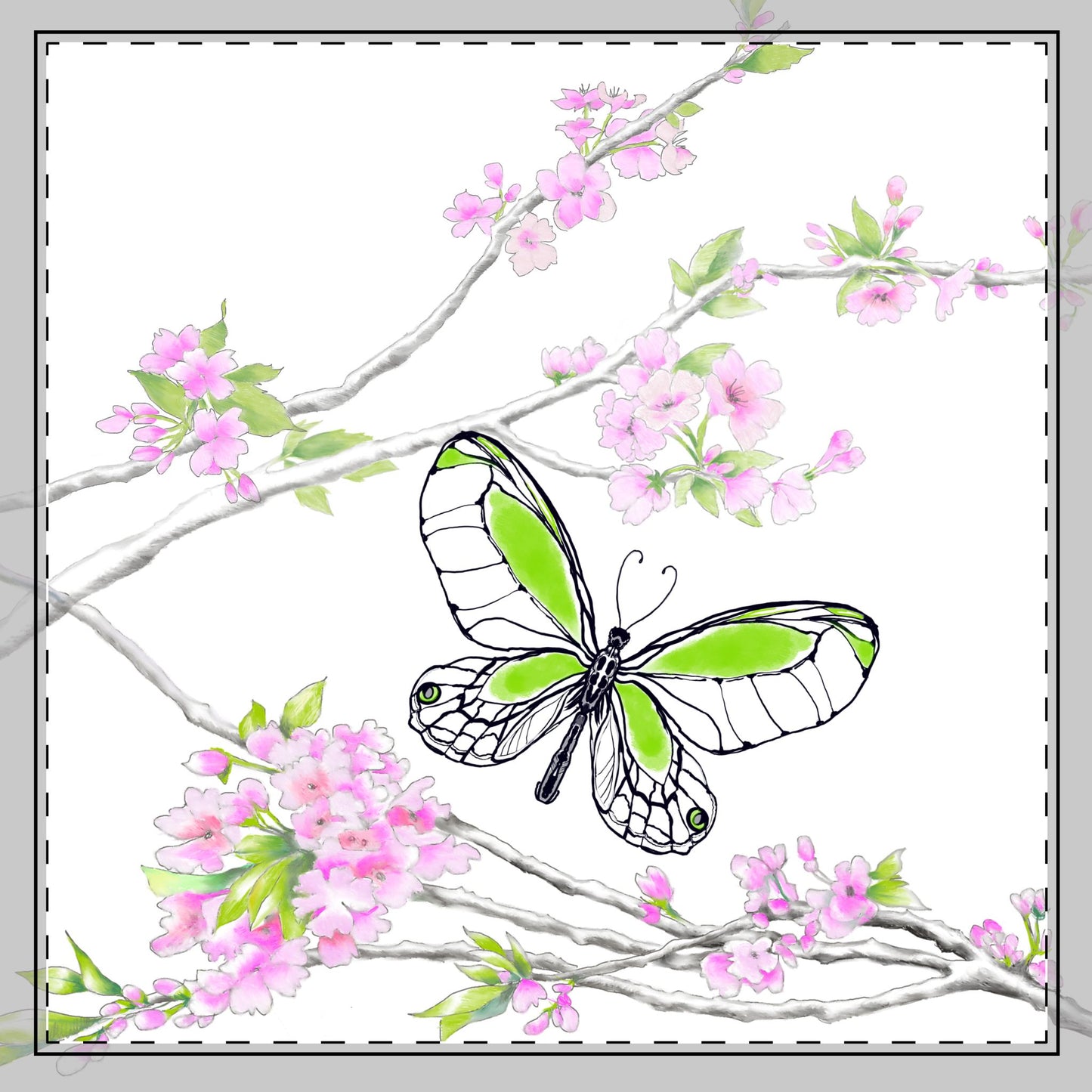 Butterfly Blossom Romp Poly Twill Napkin in Green #8