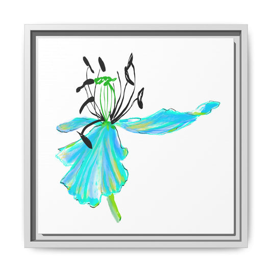 Dancing Tulips Matte Canvas, Framed Aqua