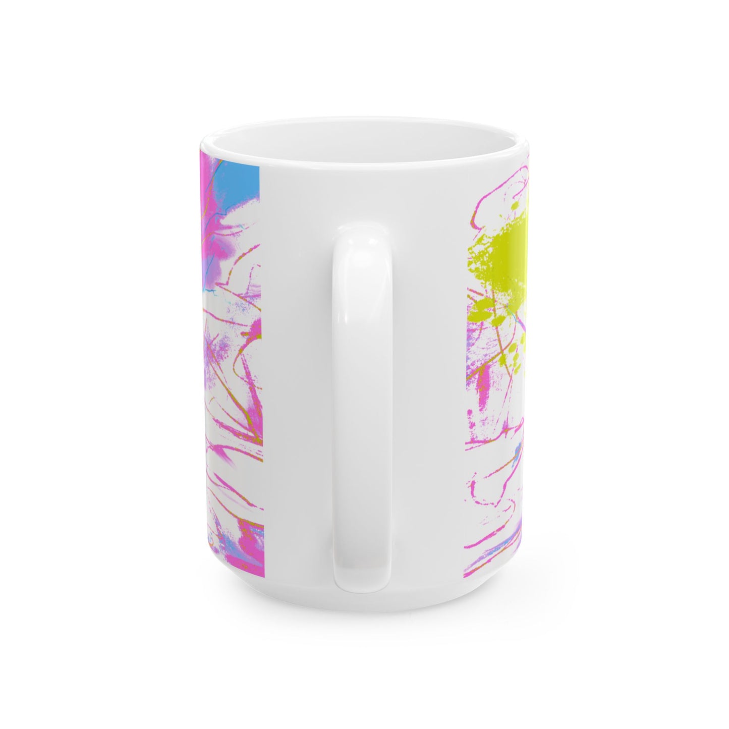 Inspirational Landscapes Ceramic Mug in Chartreuse and Orchid, "Sin will keep us from the Book; the Book will keep us from sin", 11oz,15oz.