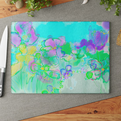 Glass Cutting Board Watercolor Landscape